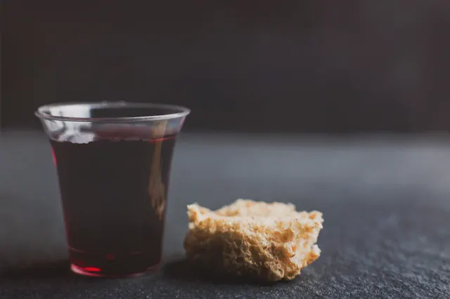 Bread and juice prepared for at-home communion